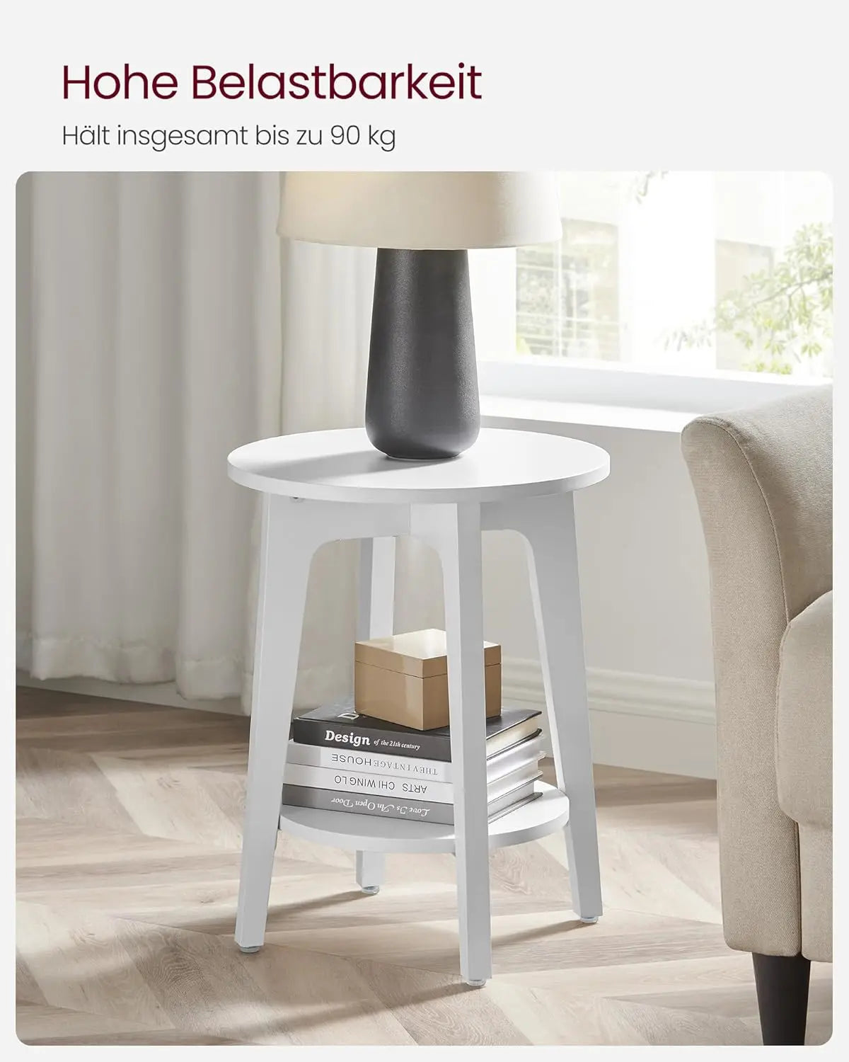 Beistelltisch moderner Stil mit Ablage Weiss von Songmics