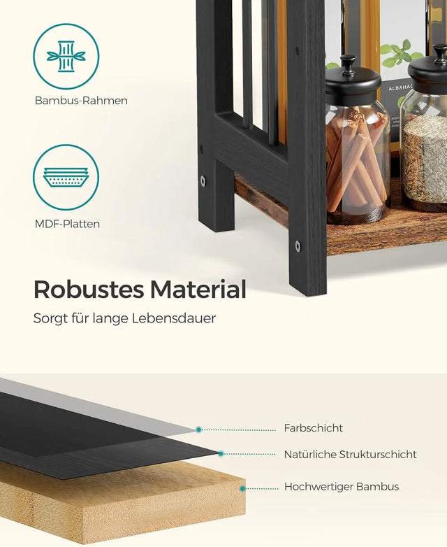 Gewürzregal Bambus 3 Ebenen vintagebraun-schwarz von Songmics
