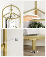 Eckregal 5 Ebenen Glasregal Gold von Songmics