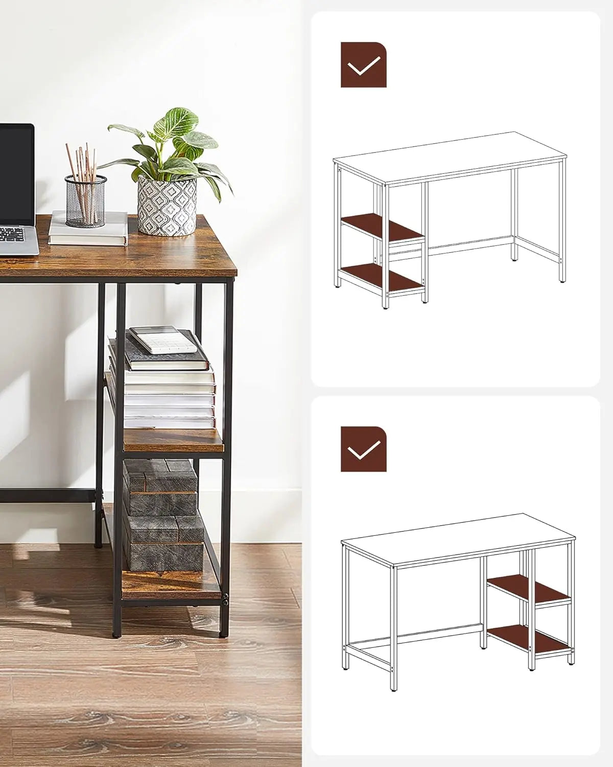 Computertisch 100x50cm vintagebraun Holzoptik von Songmics