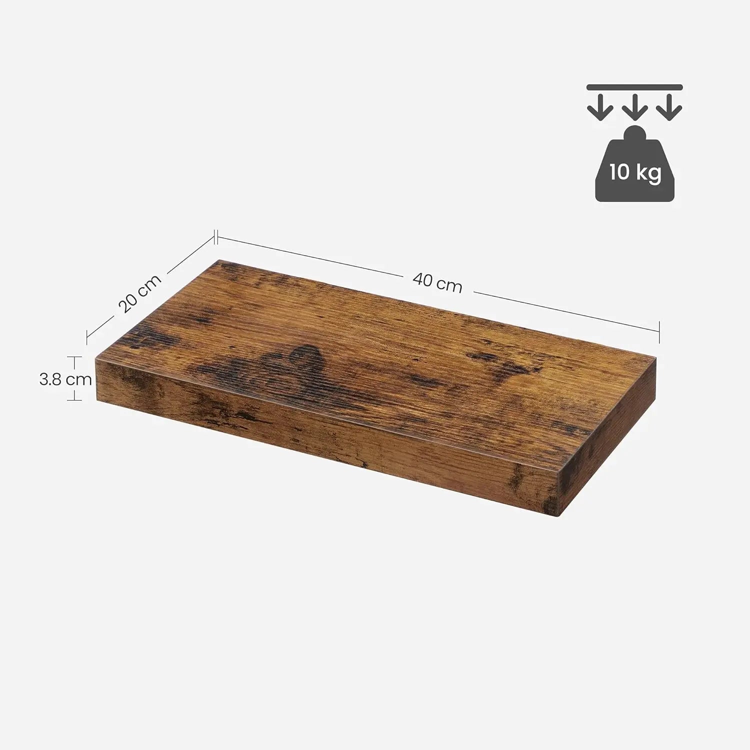 Wandregal schwebend rustikales Braun 20x40cm von Songmics