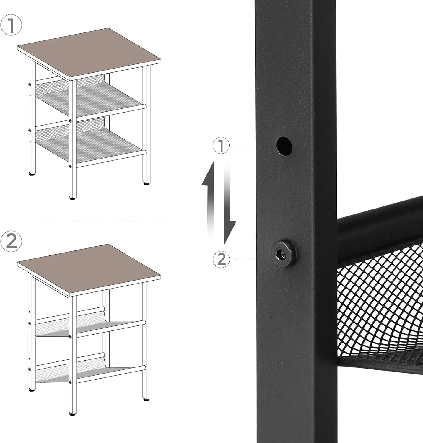 Beistelltisch Industrie-Design Verstellbar Vintagebraun-Schwarz von Songmics