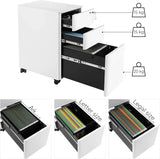 Rollcontainer Büroschrank abschliessbar Schubladen weiss von Songmics