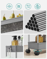 Rollwagen Küchenregal mit Haken Grau von Songmics