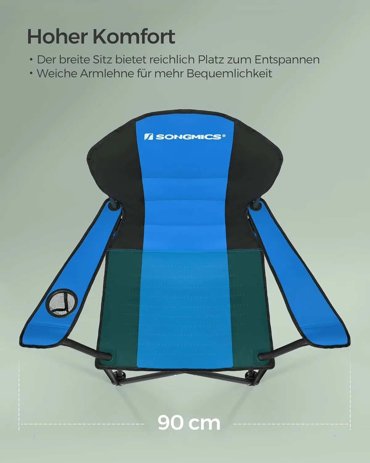 Campingstuhl faltbar gepolstert 250kg Schwarz von guteszeug.ch