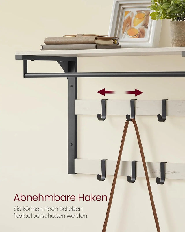 Wandgarderobe mit Ablage vintageweiss-schwarz von Songmics