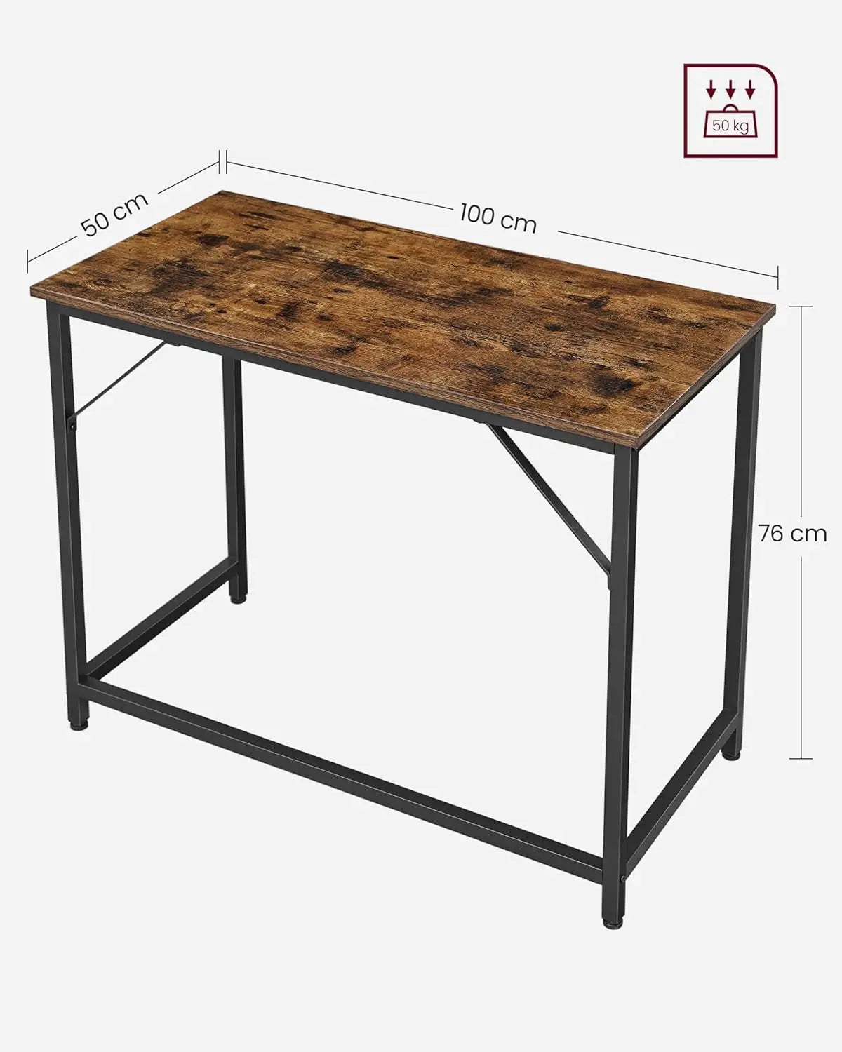 Computertisch 100x50cm vintagebraun Holzoptik Metall von Songmics