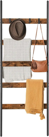 Schrägleiterregal Handtuchhalter 5 Ebenen Braun Schwarz von Songmics