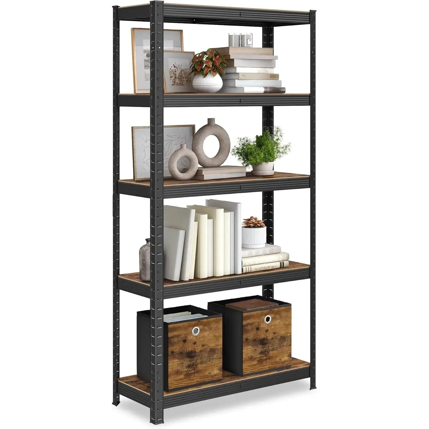 Standregal Industrie-Design mit 5 Ablagen, bis 650 kg belastbar, vintagebraun-schwarz von Songmics