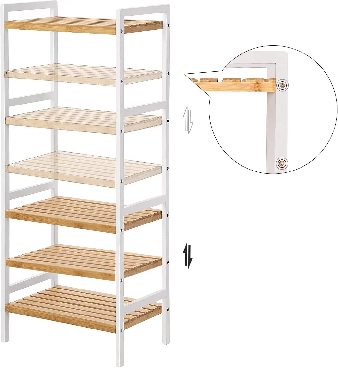 Bambus Standregal 4 Ablagen naturfarben-weiss von Songmics