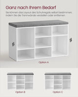 Schuhbank mit Stauraum und Kissen Taubengrau von guteszeug.ch