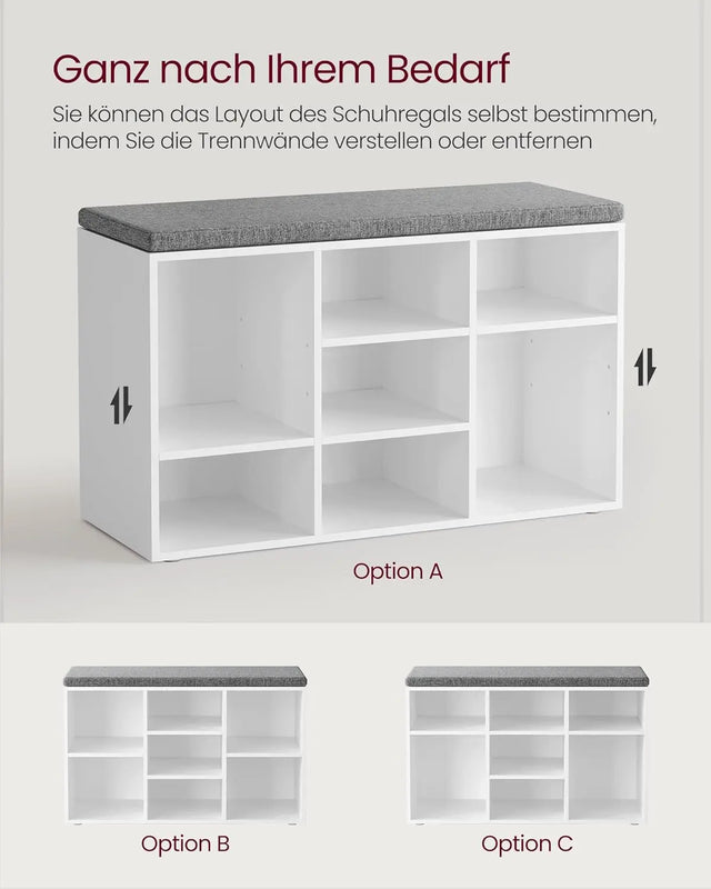 Schuhbank mit Stauraum und Kissen Taubengrau von guteszeug.ch