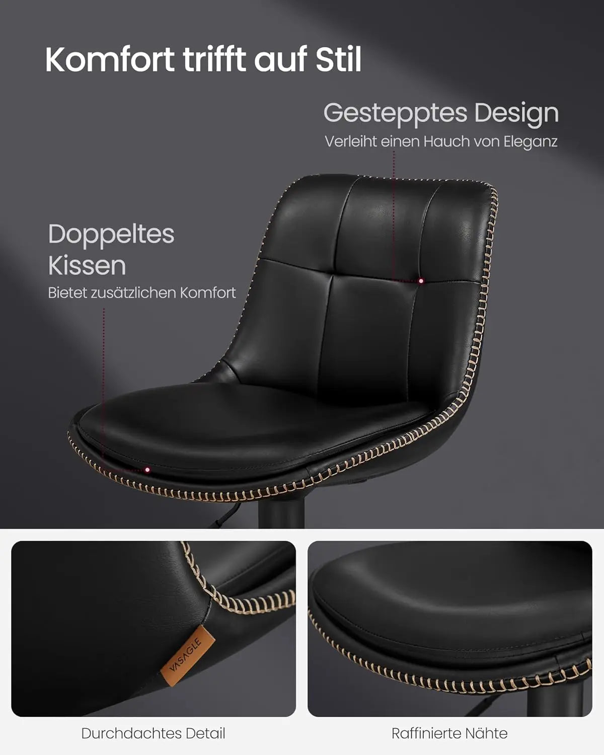 Barhocker höhenverstellbar drehbar schwarz PU von Songmics