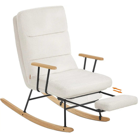 Schaukelstuhl Verstellbar Belastbar Fleece Cremeweiss von Songmics