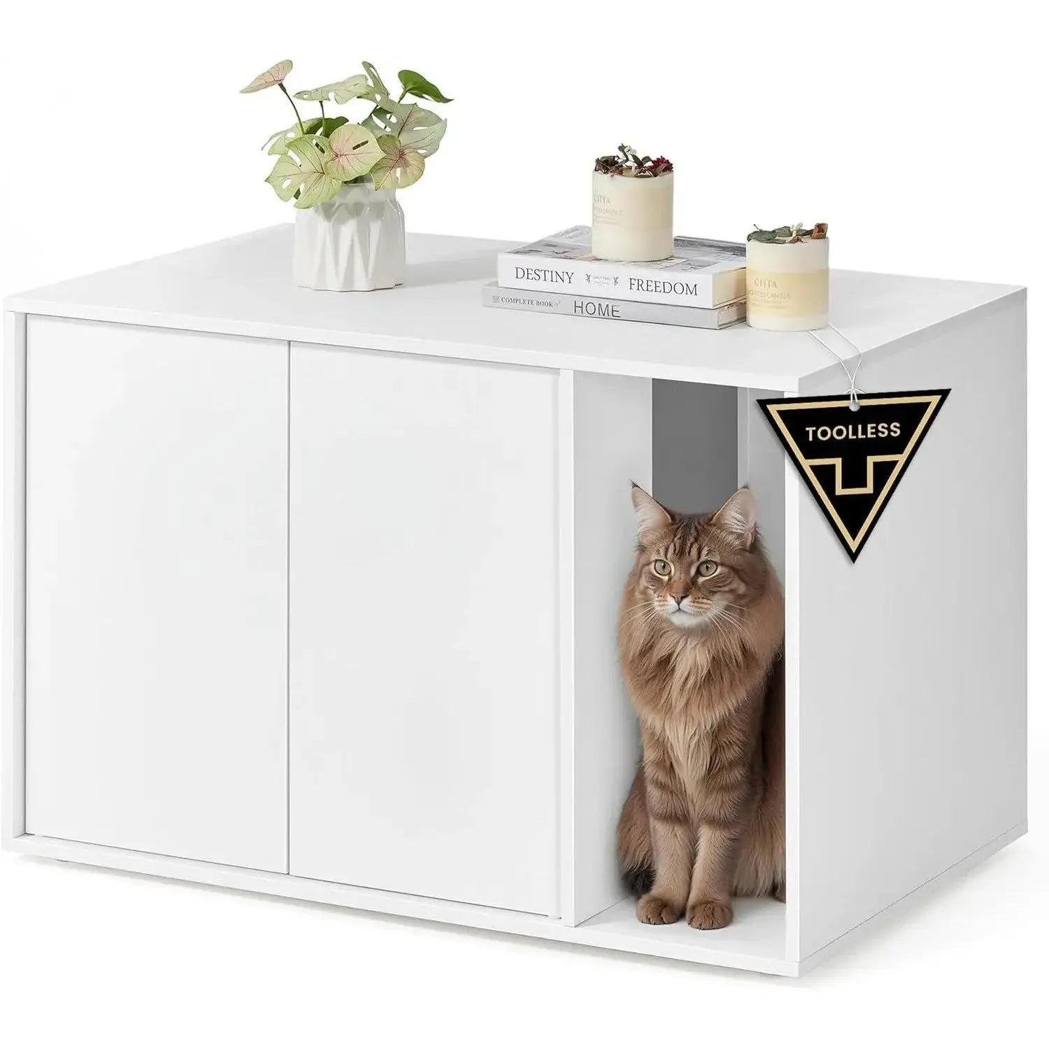 Katzenschrank Werkzeuglose Montage Minimalistisch Schneeweiss von Songmics