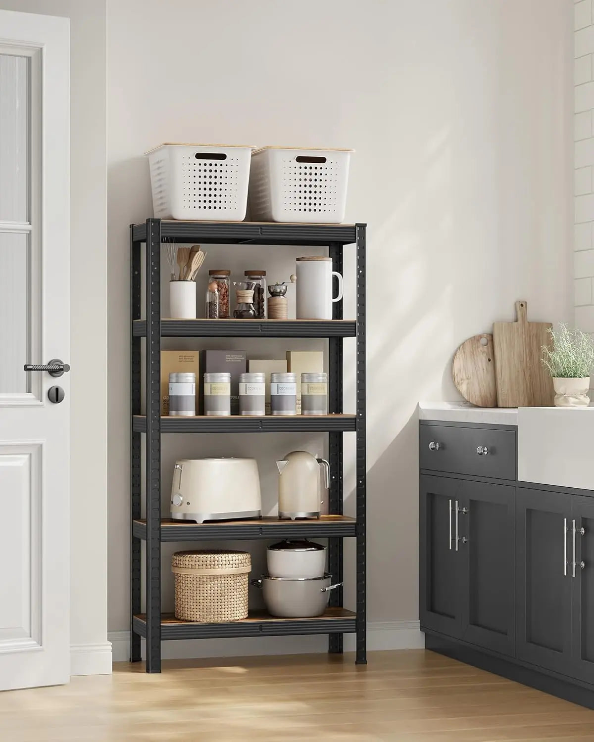 Standregal Industrie-Design mit 5 Ablagen, bis 650 kg belastbar, vintagebraun-schwarz von Songmics