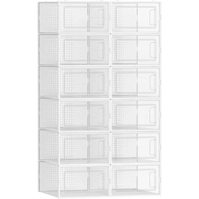 Schuhboxen 8er Set Kunststoff Faltbar Transparent Weiss