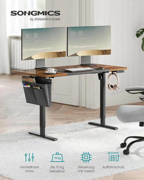 Schreibtisch elektrisch höhenverstellbar mit Memory-Funktion 120 cm vintagebraun von Songmics