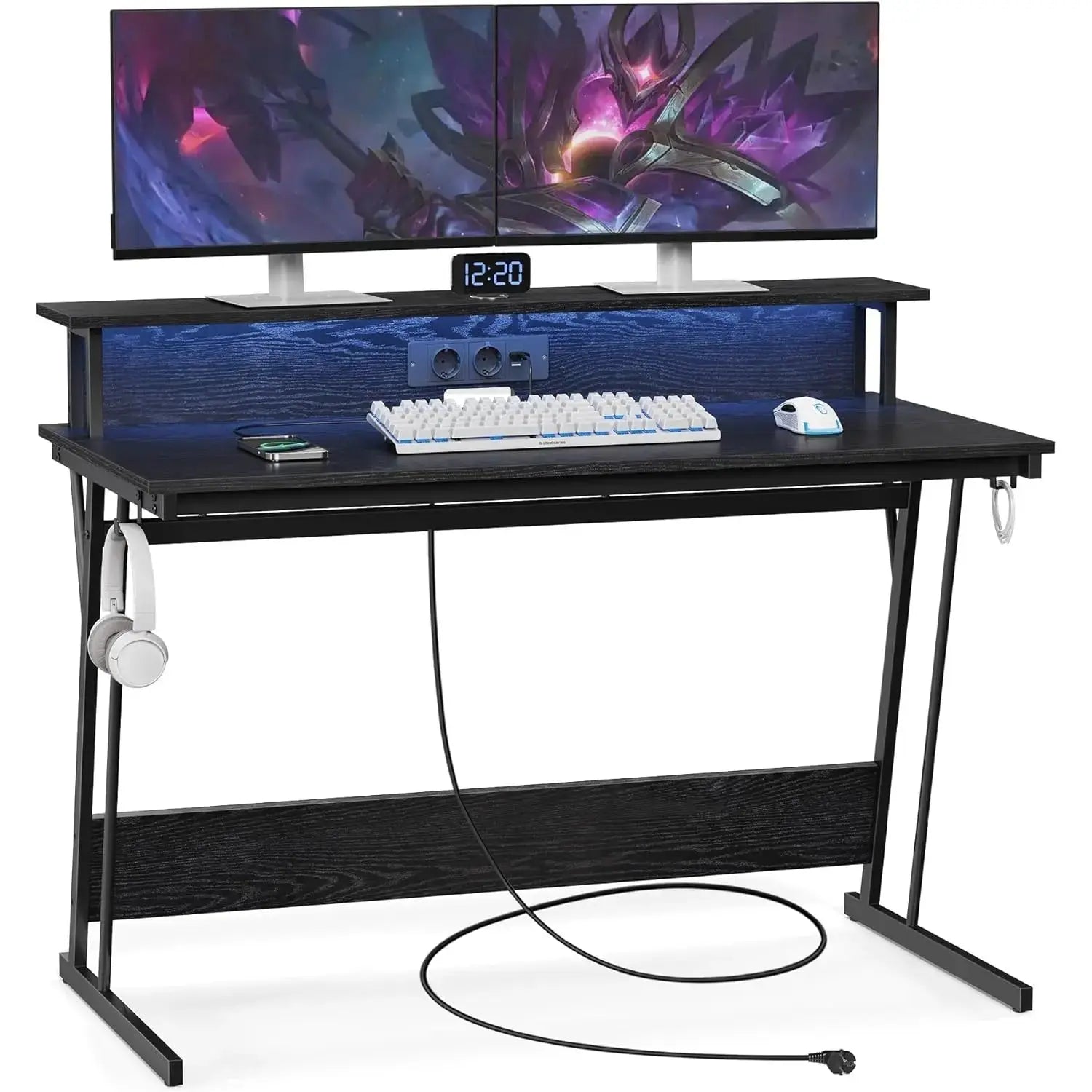 Gaming-Tisch LED Stahl schwarz von Songmics