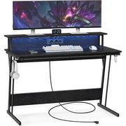 Gaming-Tisch LED Stahl schwarz von Songmics