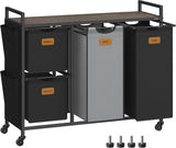 Wäschekorb, Wäscheregal mit Rollen und Ablage kastanienbraun von Songmics