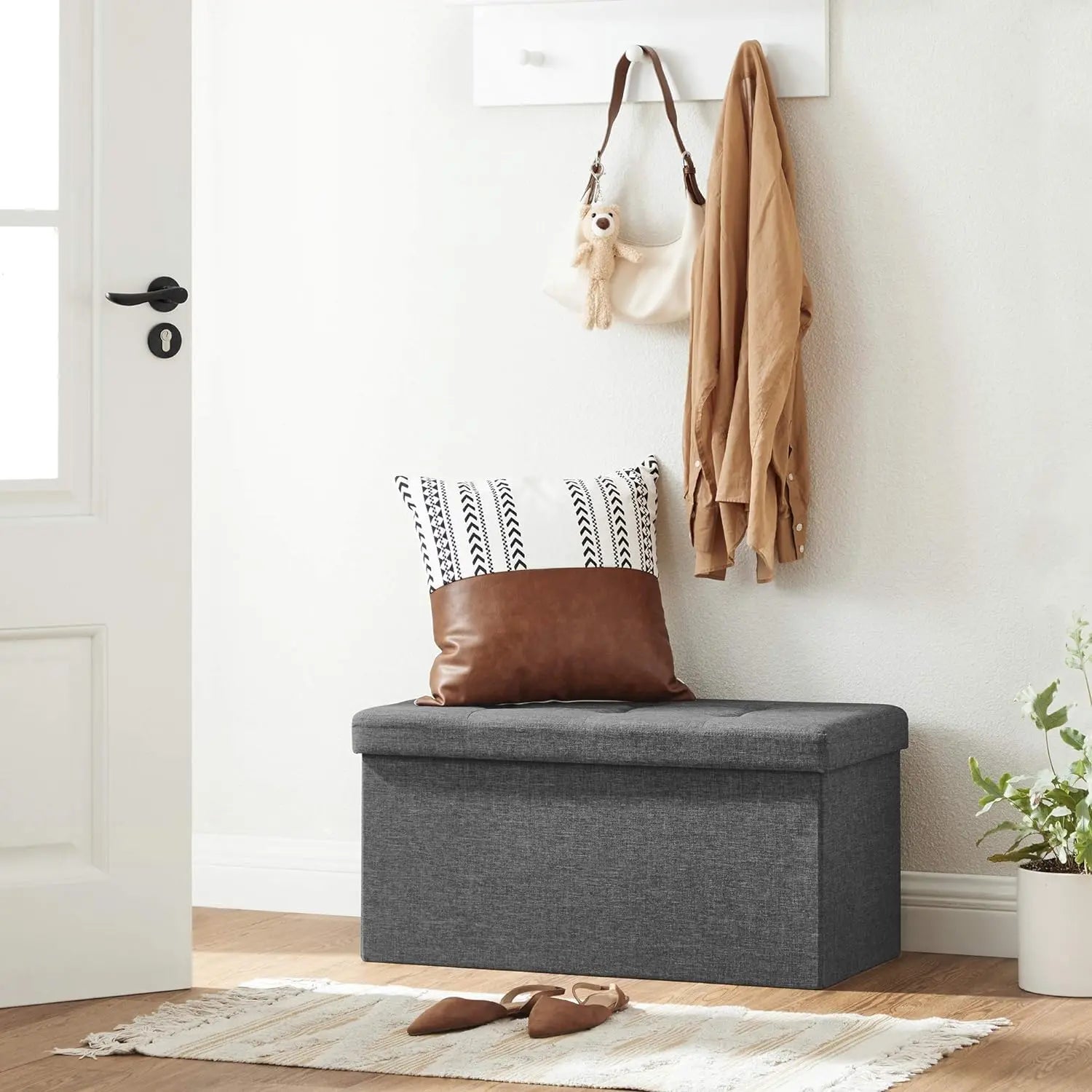 Sitzhocker mit Stauraum schiefergrau von Songmics