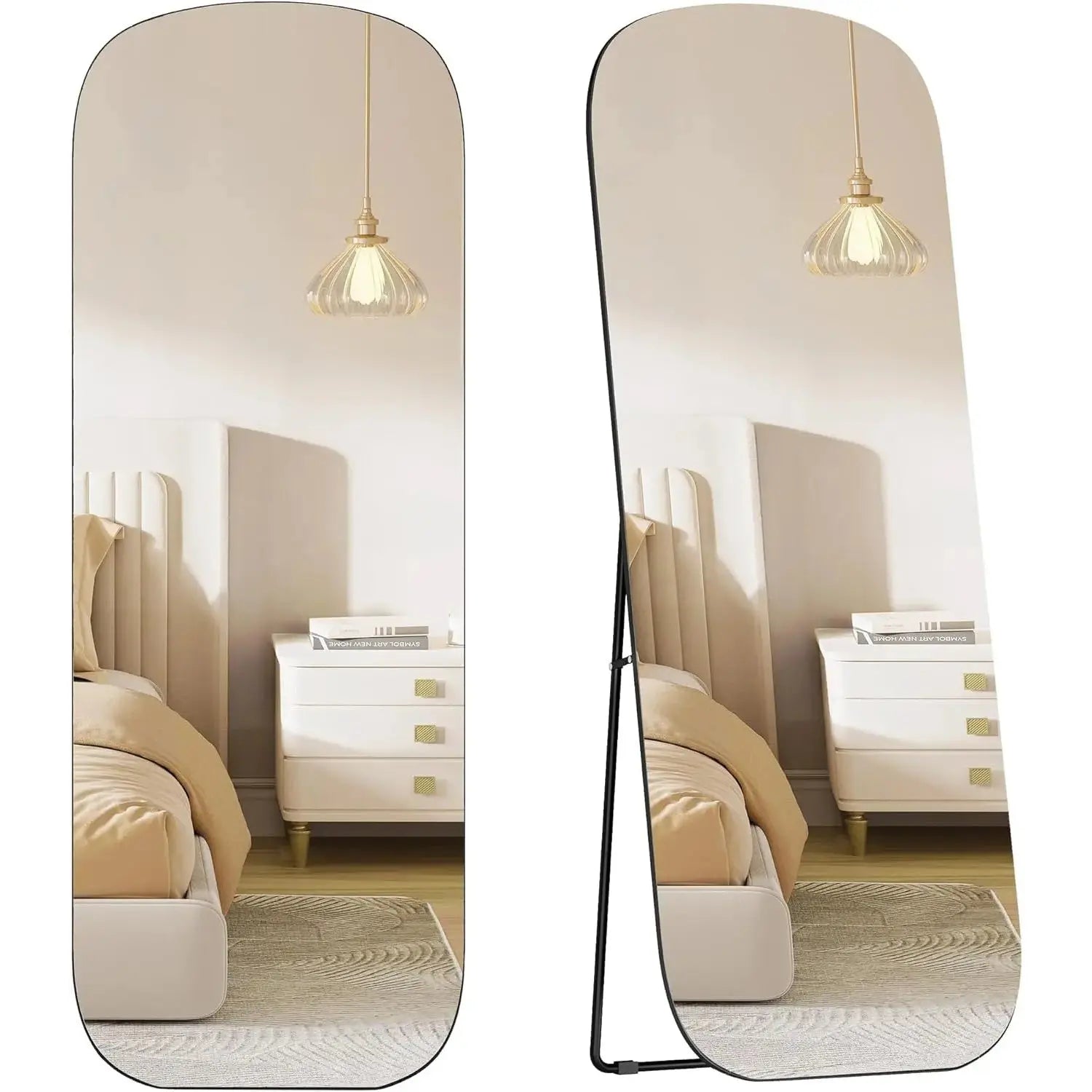 Standspiegel 160x50cm Aluminium Schwarz von Songmics