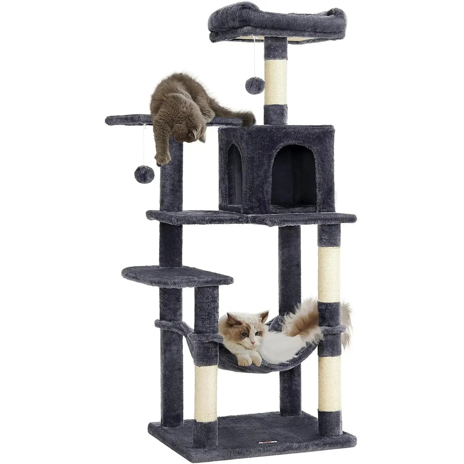 Kratzbaum Katzenhaus mit Hängematte rauchgrau von Songmics