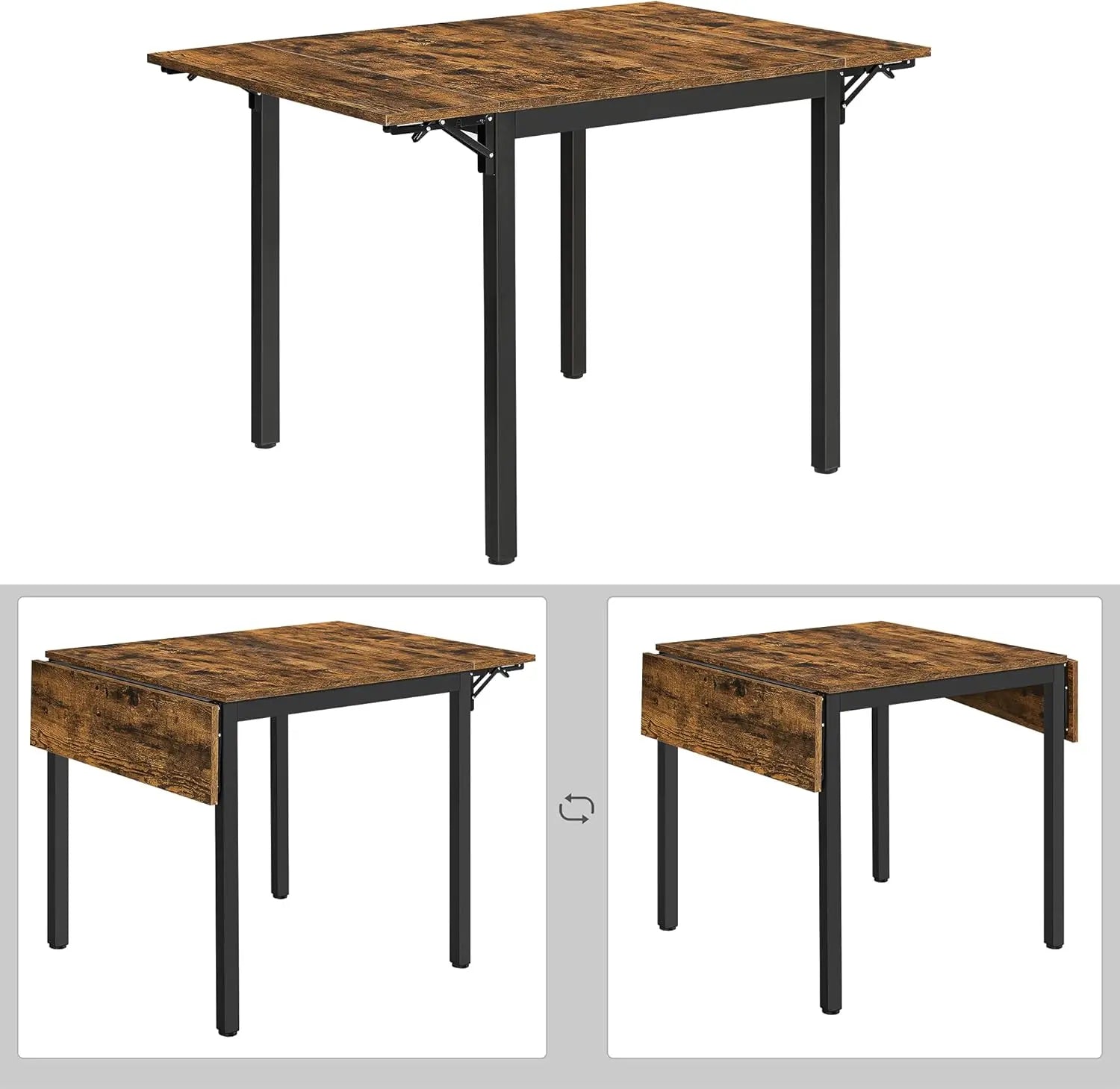 Esstisch Klappbar Klein Vintagebraun Tintenschwarz von Songmics