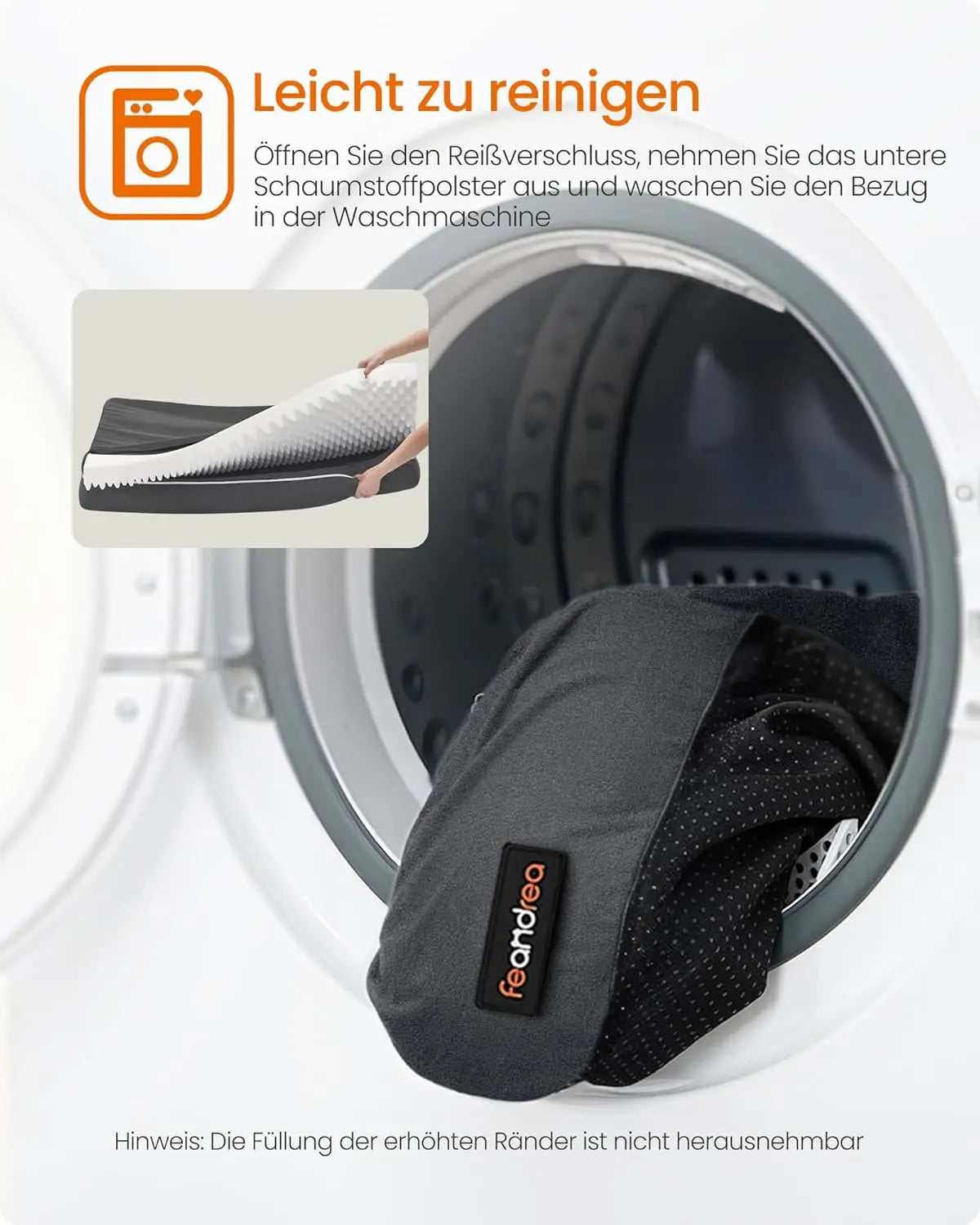 Hundebett orthopädisch waschbar dunkelgrau 106cm von Songmics