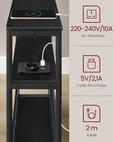 Beistelltisch mit Ladefunktion, 3 Ablagen, schwarz von Songmics