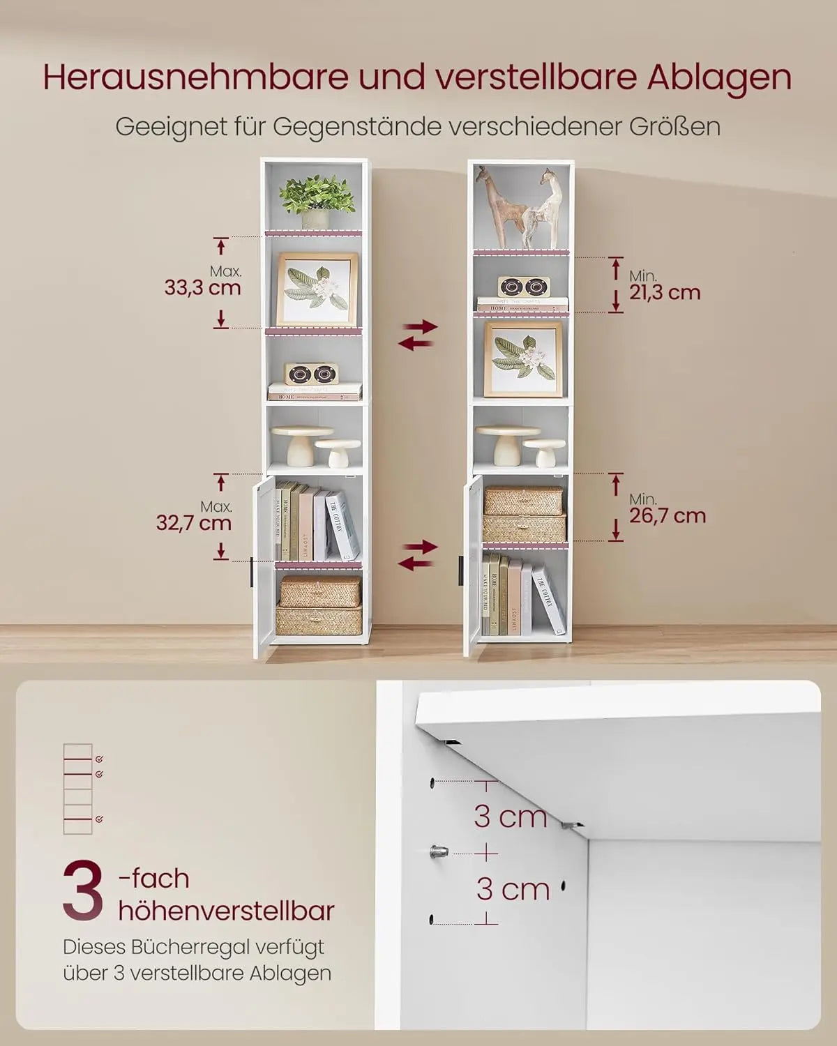 Bücherregal 6-stöckig mit Tür wolkenweiss von guteszeug.ch