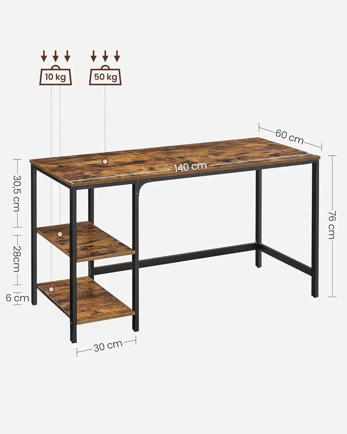 Computertisch 140x60 vintagebraun modern Holz von guteszeug.ch