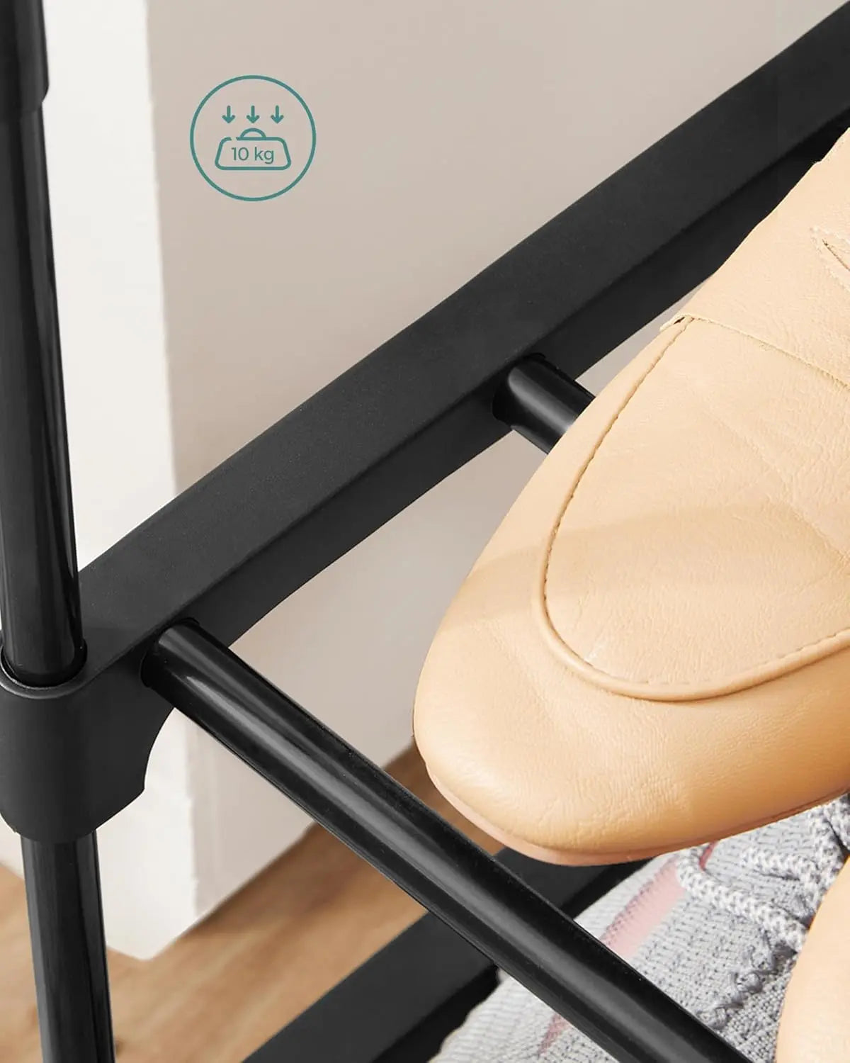 Schuhregal 3-stöckig 2er Set stapelbar schwarz Metall von Songmics