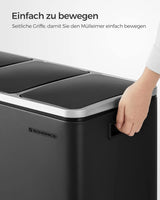 Mülleimer Küche Mülltrennsystem 3 Fächer Schwarz von Songmics