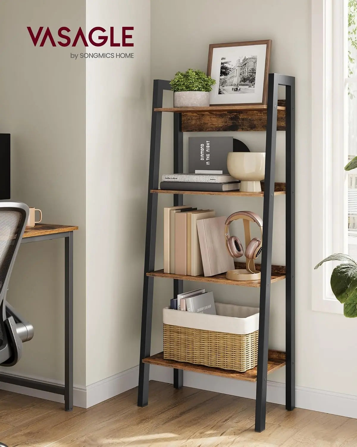 Bücherregal mit 4 Ebenen Industriestil Braun von Songmics