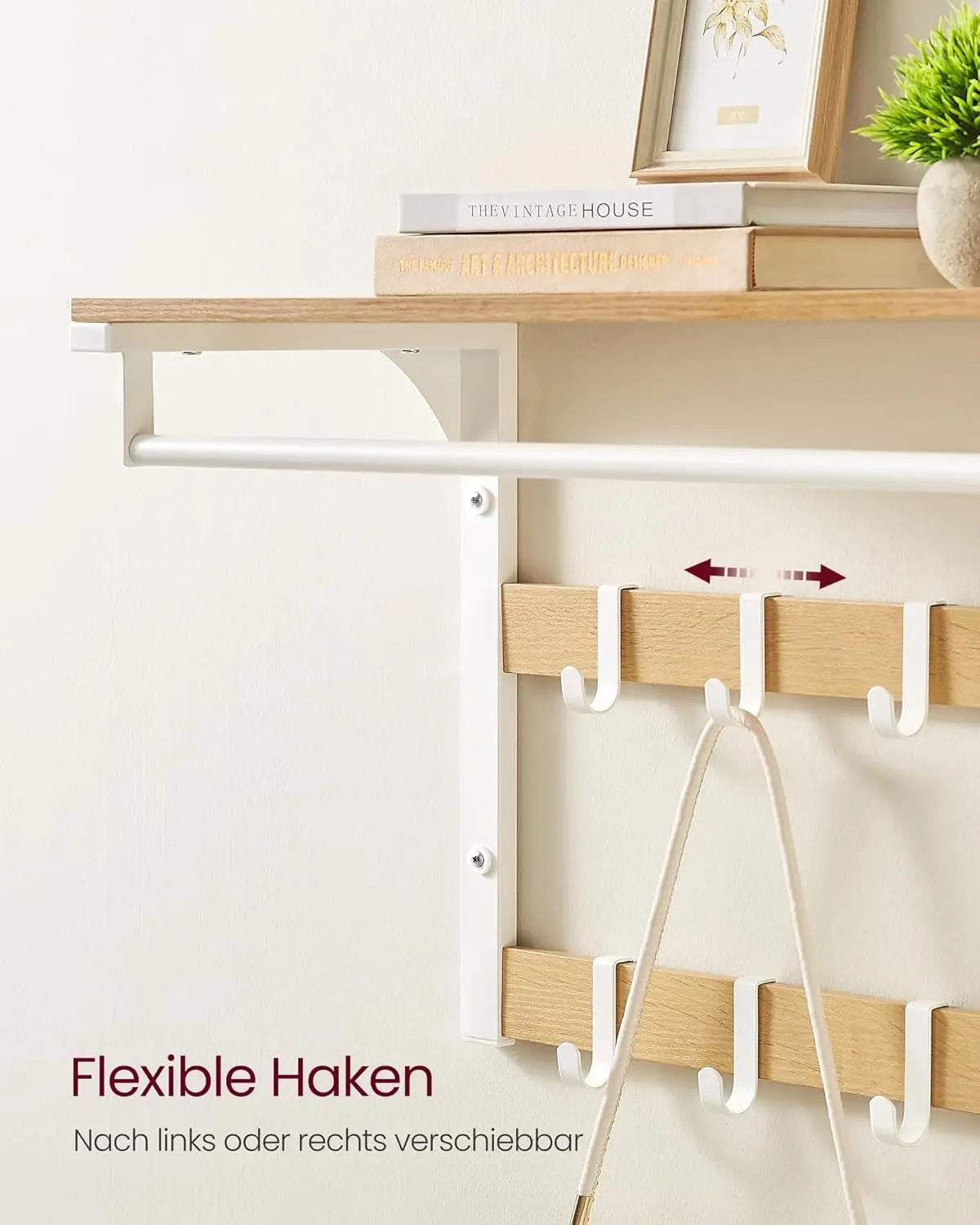 Wandgarderobe mit Ablage Eichenfarben-Weiss von Songmics