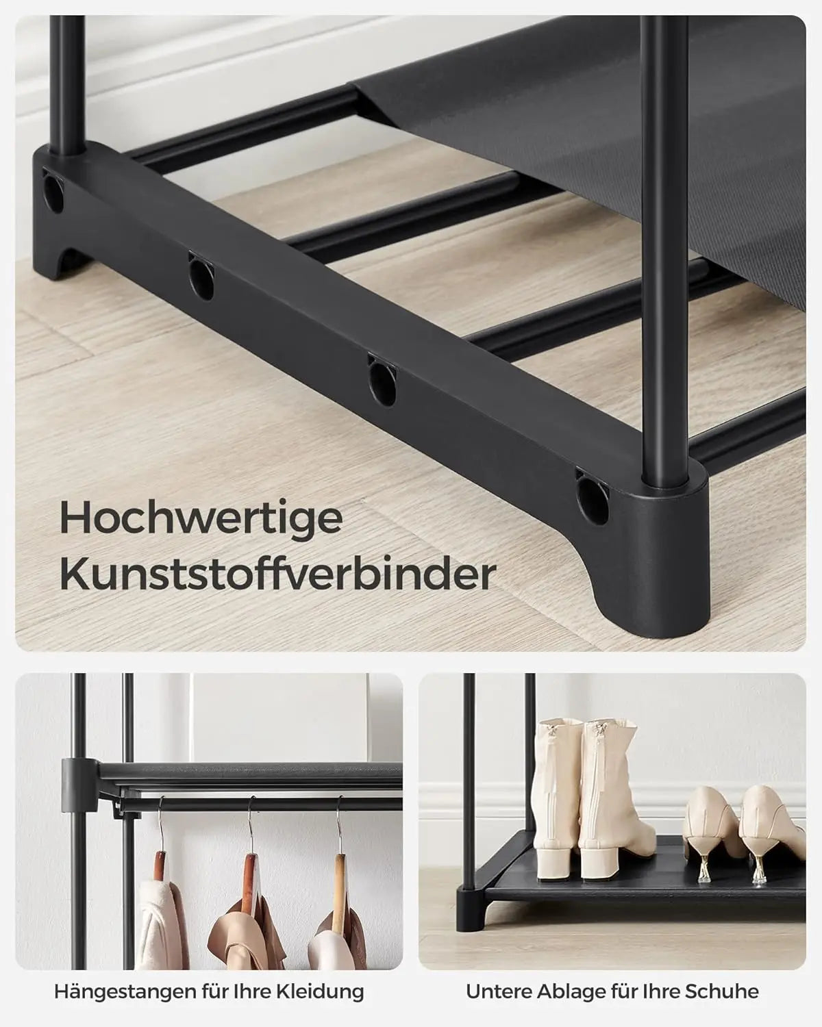 Aufbewahrungsschrank faltbar mit Aufhängestange Schwarz von Songmics