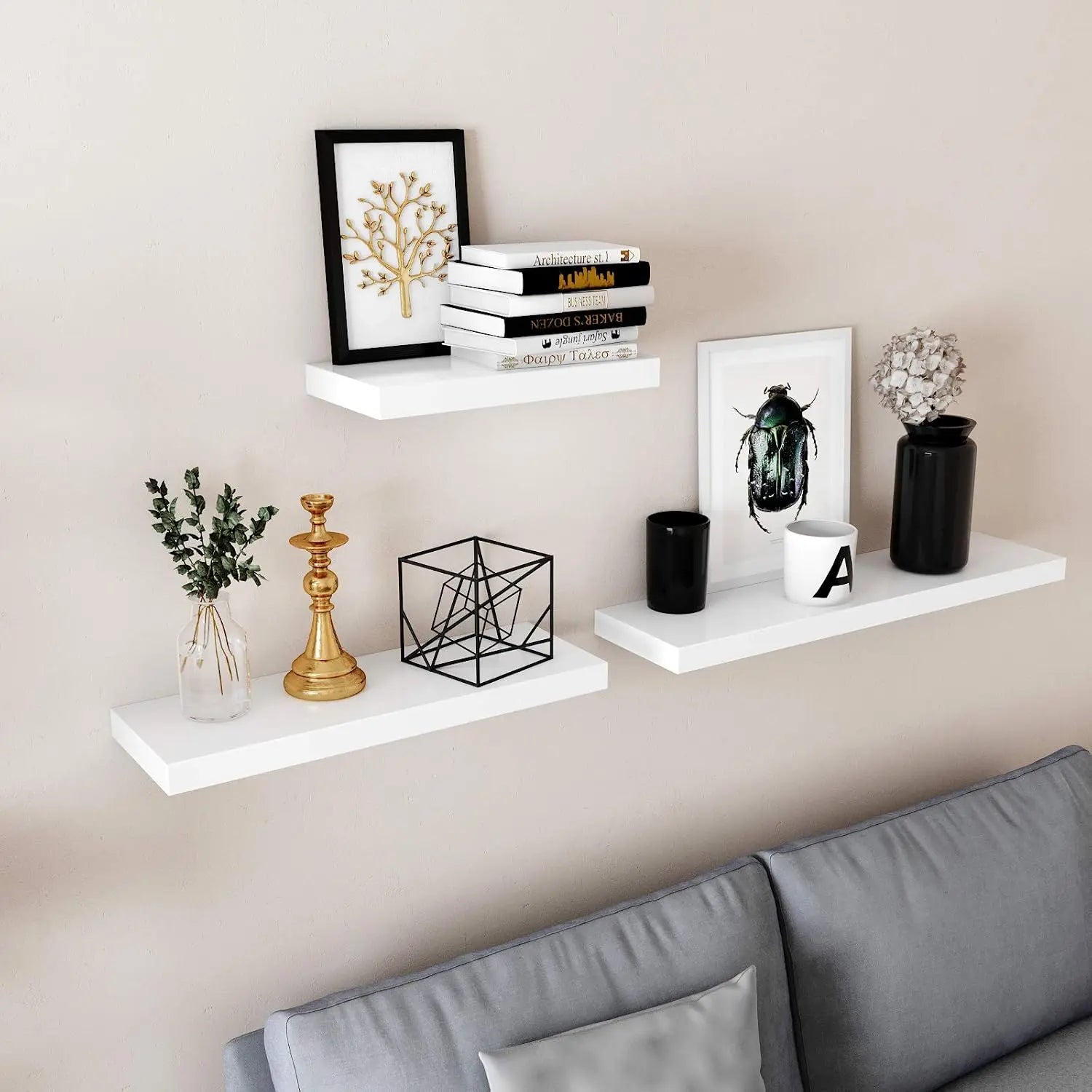 Wandregal MDF / Spanplatte Schweberegal Weiss 60cm von Songmics