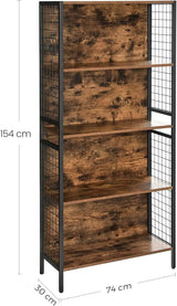 Bücherregal mit 4 Ebenen vintagebraun von Songmics