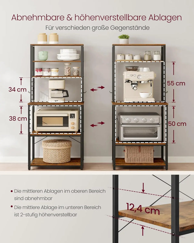 Küchenregal mit 6 Ablagen vintagebraun 80cm breit von Songmics