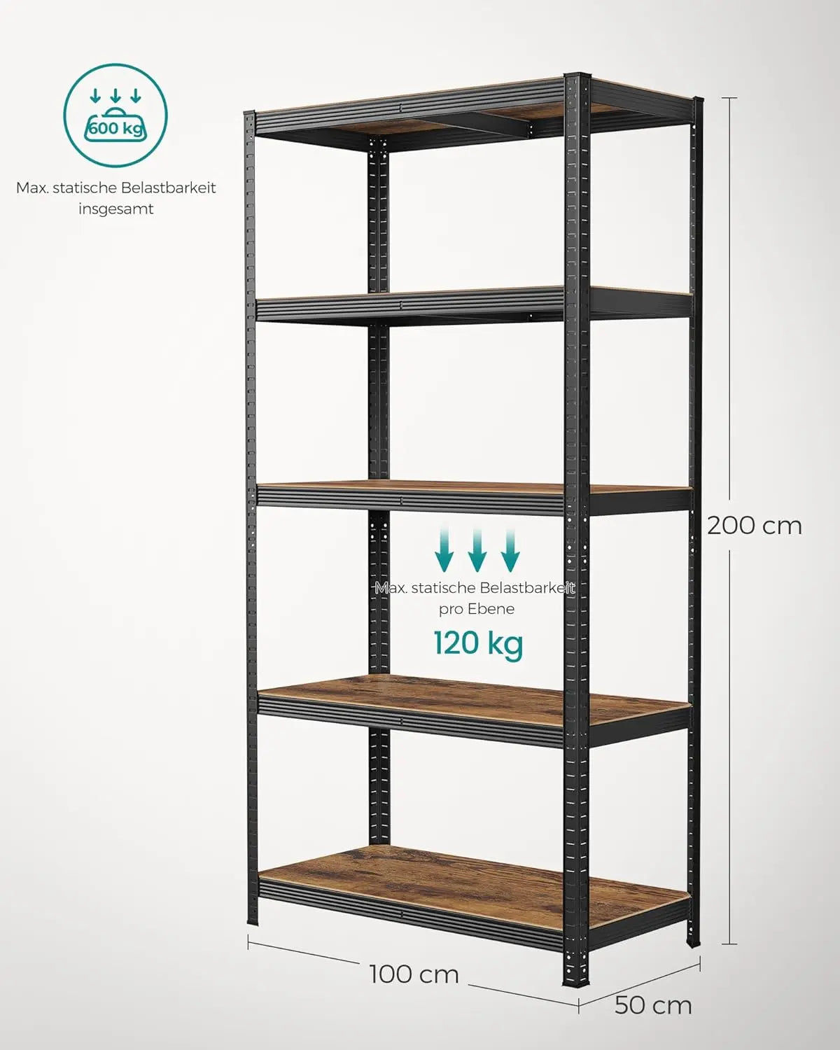 Regal Industrie Design Verstellbar Vintagebraun Schwarz von Songmics