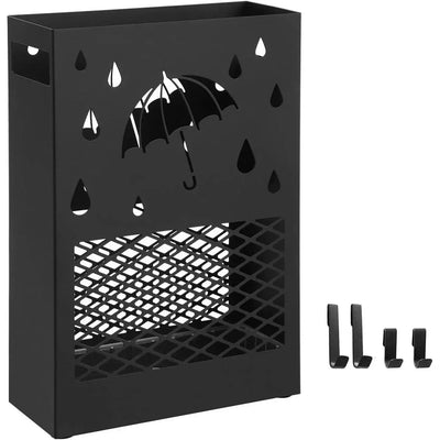Regenschirmständer Metall rechteckig mit Haken schwarz