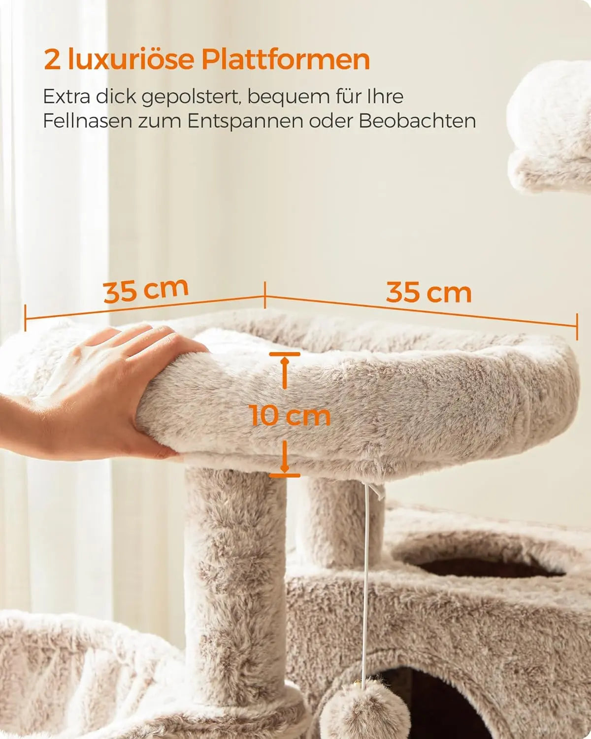 Kratzbaum gross für Katzen Ombré-Braun-Weiss von Songmics