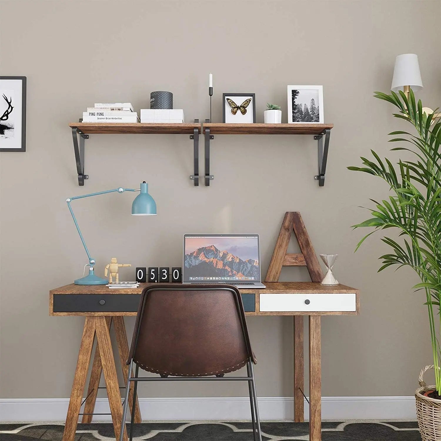 Wandregale Industrie-Design Vintagebraun-Schwarz von Songmics