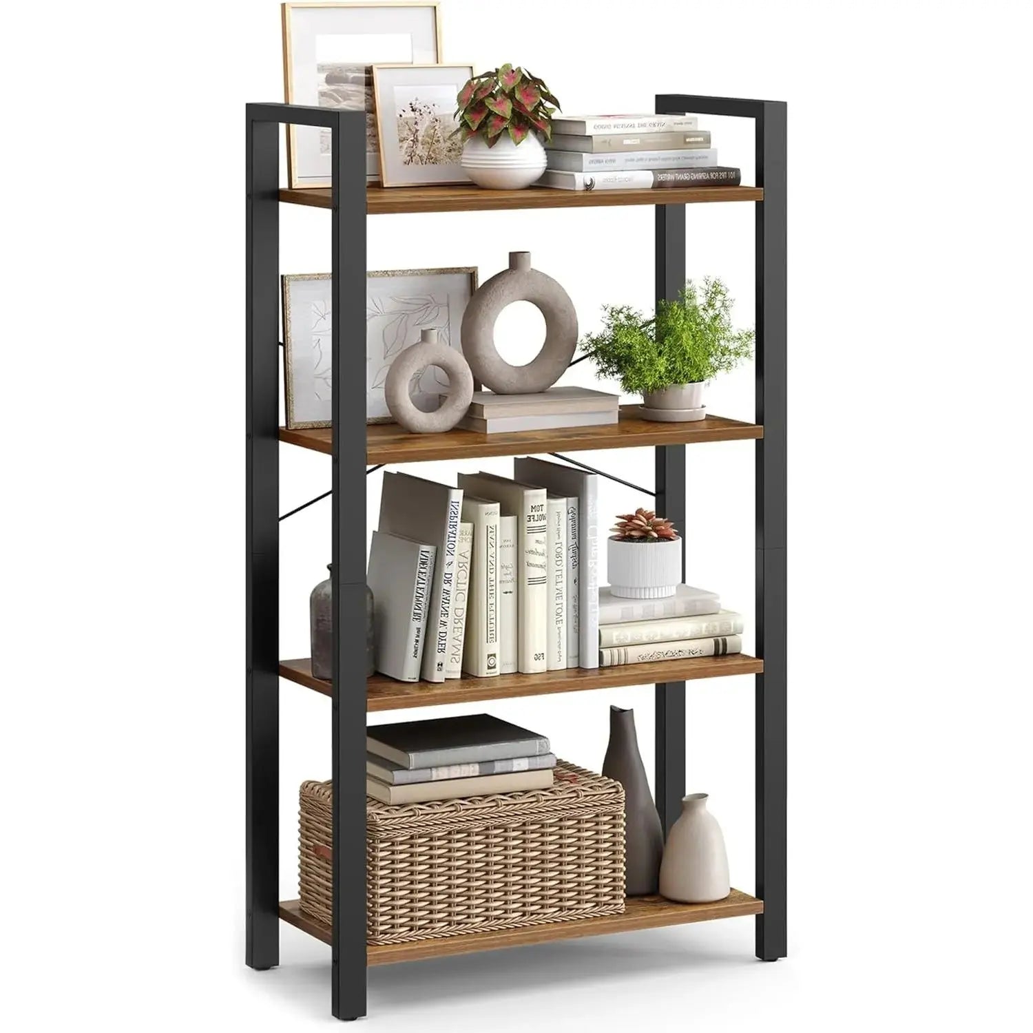 Standregal 4 Ebenen Vintagebraun Metall von Songmics