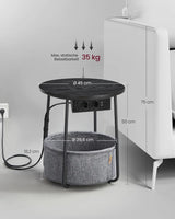 Beistelltisch mit Steckdose, Stauraum, schiefergrau von Songmics