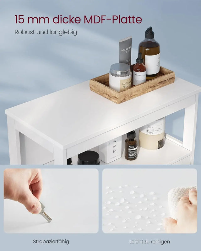 Badezimmerschrank Aufbewahrungsregal mit Türen Weiss von Songmics