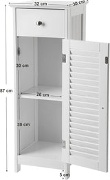 Badezimmerschrank mit Schublade Lamellentür Weiss von Songmics