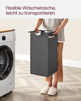 Wäschekorb mit 3 Fächern und Ablage, schiefergrau-anthrazitgrau von Songmics